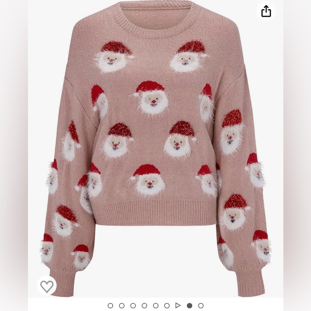 NEW Santa Christmas Pink Fuzzy Sweater size M